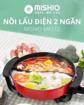 Nồi Lẩu Điện 2 Ngăn Mishio Mk112 5L - Màu Đỏ